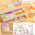 Kit de création de bijoux DIY pour enfants avec perles et breloques, boîte à 3 niveaux - Édition Zhen (6 Couleurs 900 Perles)