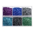 Juego de 6 colores de piedras de cristal trituradas en caja organizadora clara - Tonos Azul-Verde / Caja de 6 rejillas