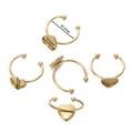 Golden stainless steel heart-shaped DIY ring base component with 18.5mm diameter - Heart Shape / 5 Pieces/Pack (Approx. 9.5x9.5mm Internal) / Gold