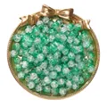 Detail view of green crackle glass beads for DIY bracelet and necklace making. - 50 Pieces Pack (8mm/1.3mm Hole) / Crackle Green White