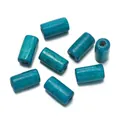 Hoogwaardige cilindrische blauwe houten kralen voor het maken van sieraden en armbanden - 100 Stuks/Verpakking (6x12mm, Gat 2.3mm) / Meerblauw
