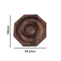 Vue de dessus d'un plateau à perles octogonal en noyer avec dimensions 94 mm sur 94,5 mm - Plateau à Perles Octogone Noyer Noir