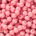 Perles rondes en acrylique rose mat avec trou droit pour la création de bijoux DIY - 50 Pièces/Paquet (6mm) / Rose foncé