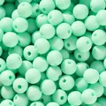 Perles rondes en acrylique mat vert menthe givré pour la création de bijoux DIY - 50 Pièces/Paquet (6mm) / Vert