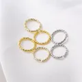 Set of textured DIY jewelry jump rings in 14K gold and silver finishes on white silk - 1*10mm (20 Pieces/Pack) / Mixed Colors Color Retention Open Jump Ring