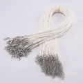 White 1.5-2mm waxed cord necklace with lobster clasp and extender chain for DIY jewelry - 1.5mm Thickness/60cm Length/10 Pcs Pack / White