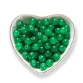 Cuentas redondas de vidrio imitación jade verde en un plato de corazón para joyería artesanal - Verde Esmeralda
