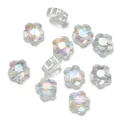 Cuentas de flores de cristal de vidrio facetado iridiscente para hacer joyas DIY - 10 piezas/paquete (4x8x8mm) / Blanco