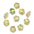 Cuentas de flores de cristal facetado amarillo con agujeros para hacer joyería DIY - 10 piezas/paquete (4x8x8mm) / Amarillo
