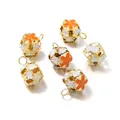 Golden hollow flower bells with orange and white enamel dripping oil for jewelry DIY - Large (5-Pack) / Orange