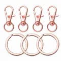 Detail view of rose gold lobster clasps and metal split key rings for DIY jewelry making. - 10 Sets Pack (32mm/25mm) / Rose Gold
