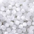 Macro detail of white cat-eye resin beads with shimmering powder for jewelry DIY - 20 Pieces Pack (8mm/Aperture 1.6mm) / White