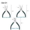 Mini jewelry pliers set with chain nose, round nose and diagonal cutters including sizes - 3-Piece Pliers Combo
