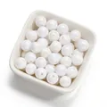 Détail de perles rondes en acrylique blanc irisé de 10 mm pour la création de bijoux DIY - 30 Pcs/Paquet / Blanc