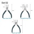 Jewelry tool set 02 showing detailed dimensions for bent nose and looping pliers - 3-Piece Specialty Pliers Combo