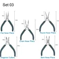 Professional 5-piece jewelry plier set including flat, round, and bent nose tools with sizes - 5-Piece Jewelry Pliers Combo
