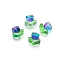 Handmade gradient glass tulip and leaf charm beads for DIY bracelet jewelry making - 10 Sets (10 Flowers + 10 Leaves) / 3D Blue Purple