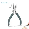 Detailed view of 5-inch stainless bent nose pliers with dimensions for jewelry making - Bent Nose Pliers