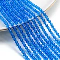 Primo piano di perline di cristallo blu sfaccettate da 3 mm per gioielli fai da te e bricolage - 1 Filo (Circa 127 Pezzi), Diametro 3mm/Foro 0.8mm / Blu
