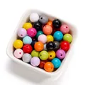 Détail de perles rondes colorées en acrylique de 10 mm pour la création de bijoux - 30 Pcs/Paquet / Couleurs Mixtes (Aléatoires)