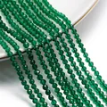 Dettaglio macro di perle di cristallo verde smeraldo sfaccettate 3mm per gioielli fai da te - 1 Filo (Circa 127 Pezzi), Diametro 3mm/Foro 0.8mm / Verde scuro