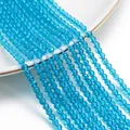 Visuale dettagliata di perle in cristallo sfaccettato blu da 3mm per gioielli DIY - 1 Filo (Circa 127 Pezzi), Diametro 3mm/Foro 0.8mm / Blu lago