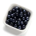 Perle tonde in acrilico blu scuro metallizzato da 10 mm per la creazione di gioielli fai da te - 30 Pezzi/Confezione / Nero