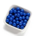 Perles rondes en acrylique bleu brillant de 10 mm pour bijoux DIY dans un bol blanc - 30 Pcs/Paquet / Bleu foncé