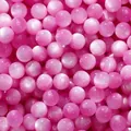 Pink cat eye resin beads with fine glitter for DIY jewelry making - 20 Pieces Pack (8mm/Aperture 1.6mm) / Rose Red