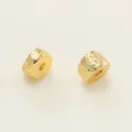 Pair of textured 18K gold plated cylinder spacer beads for DIY jewelry and bracelet making - 18K Gold Moon Star Slanted Spacer