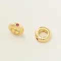 18k gold-plated donut spacer beads with pink zircon inlay for jewelry making - 18K Gold Red Rhinestone Clip Spacer