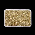 Close-up of golden irregular crushed glass stones for DIY nail art in a clear box - Light Gold