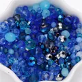 Mixed blue faceted crystal beads in 4-8mm size for DIY jewelry making and crafts. - 1 Pack / Porcelain Blue