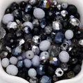 Assorted grey and black 4-8mm faceted crystal beads for DIY jewelry making in a white bowl - 1 Pack / Black Porcelain