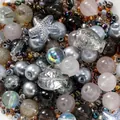 Σετ με ανάμικτες ακρυλικές χάντρες 8mm για DIY κατασκευή κοσμημάτων σε γκρι τόνους - 20g/Συσκευασία (2-8mm) / Γκρι του Μελανιού