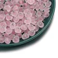 Close-up of pink frosted acrylic heart charms with silver loops in a green dish - Heart Shape / 5 Pieces/Pack / Pink