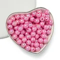 Roze AB iriserende acryl ronde kralen in hartvormige kom voor DIY handgemaakte sieraden - 6mm (100 Stuks/Pak) / Felroze