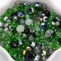 4-8mm green mixed faceted crystal glass beads for DIY jewelry making accessories - 1 Pack / Porcelain Green