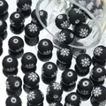 16mm matte schwarze Acrylperlen mit weißem Schneeflockenmuster für DIY-Schmuckbau - 5 Stück / Schwarz