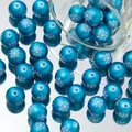 16mm blaue mattierte Acrylperlen mit weißem Schneeflockenmuster für Weihnachts-DIY-Schmuck - 5 Stück / Blau