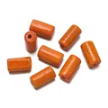 Vibrant orange cylindrical wooden tube beads for DIY bracelet and necklace making - 100 Pieces/Pack (6x12mm, Hole 2.3mm) / Orange
