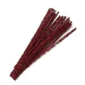 Close-up macro view of red glitter pipe cleaners for DIY craft and floral arrangements - Red