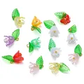 Assorted colorful acrylic flower and leaf pendants for DIY jewelry and phone charm making - Soft Yellow (Style 07)