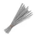Close-up detail of silver glitter pipe cleaners for DIY craft and bouquet making - Silver