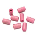 High-quality pink cylindrical wooden tube beads for DIY handmade jewelry and bracelets - 100 Pieces/Pack (6x12mm, Hole 2.3mm) / Pink
