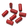 Red cylindrical wooden tube beads for DIY jewelry making crafts and handmade accessories - 100 Pieces/Pack (6x12mm, Hole 2.3mm) / Red