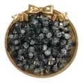 Vista detallada de cuentas de vidrio craquelado negro de 8 mm para joyería DIY en bandeja oro - Cuenta Redonda 8mm (Agujero 1,2mm) / Paquete de 20 Piezas / Negro