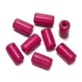 Vibrant pink cylindrical wooden tube beads for DIY handmade jewelry making accessories - 100 Pieces/Pack (6x12mm, Hole 2.3mm) / Rose Red