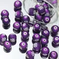 16mm lila mattierte Acrylperlen mit Schneeflockenmuster für Weihnachts-DIY-Schmuck - 5 Stück / Lila