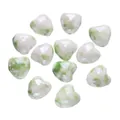 12*13mm heart-shaped ceramic beads in green and white marble finish for DIY jewelry - Green/White